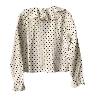 Vintage Judy Cream Polka Dot Ruffled Shirt