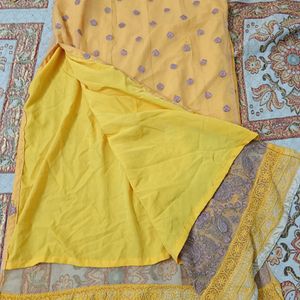 Mustard Embroidery Kurta