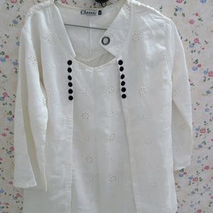 White Cotton Casual Top