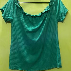 ✨ Green Ribbed Top for Ladies ✨