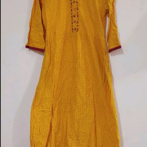 Yellow Printed Kurti