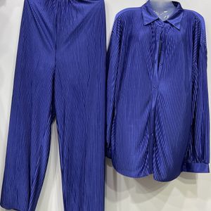 blue silk pleated cordset