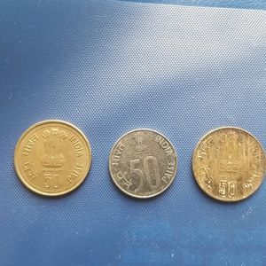 Old 50 Paise Coins Of Three Different Pictures