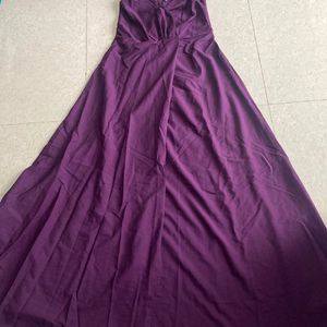 Wine Colour One Side Cut Crepe Dress