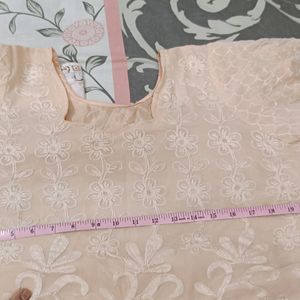 Peach Colour Thread Work Dress