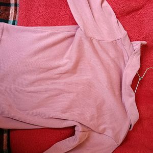 Pink Crop Top With Front Zip