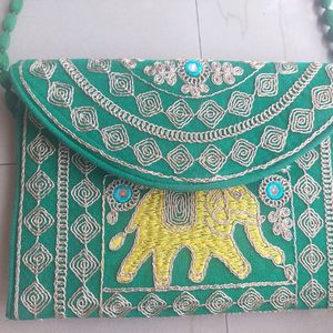 Green Ethnic Sling Bag