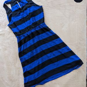 💙🖤 BLUE BLACK STRIPED DATE DRESS