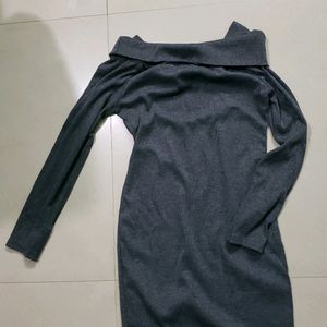 Off Shoulder Grey Winter Dress