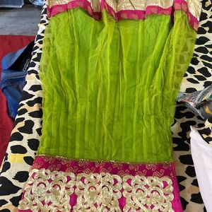 Green Pink Anarkali Kurta Set