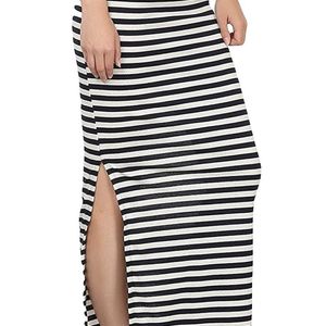 Lycra Striped Maxi Length Skirt