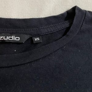 Zudio Black Basic T Shirt