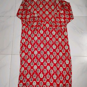 Red Kurti With Floral Print