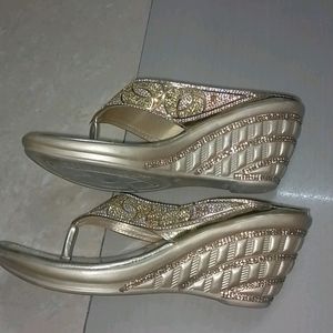 Golden Partywear Wedges Footwear Size -39