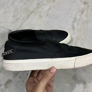 ZARA BLACK WHITE SLIP ON SNEAKERS UK 8