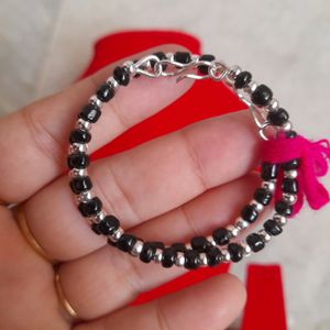 Beautiful New Black Beads Silver Bracelets