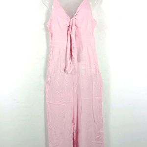 Pink Tie Up Jumpsuit