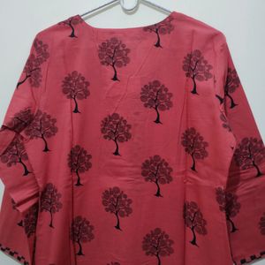 Naomi Tree Print Red Black Kurta