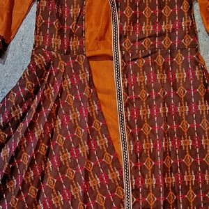 Dusty Orange & Brown Lyard Kurti