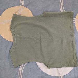 Zara Green Cotton Crop Top