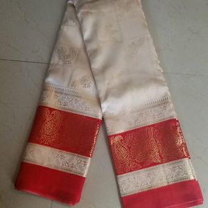 Art Silk Saree_red And White