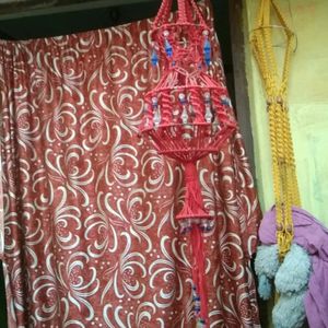 Red Hand And Home Made Macrame Jhumar