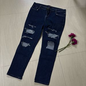 Navy Blue Torn Jeans