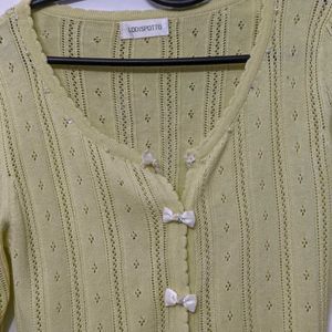 Boe Button Lime Green Cardigan