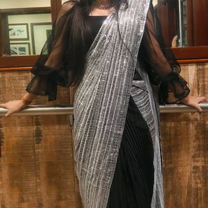 Ready To Wear Black Saree With Belt