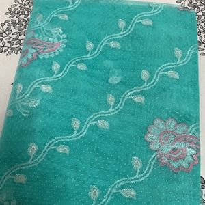 Light Sea Green Pink-embroidery Sari