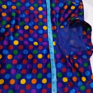 Women's Royal Blue Dot Printed Short Kurti