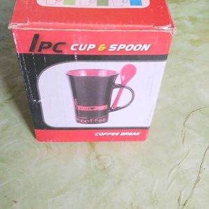 Big Coffee Mug With Spoon New