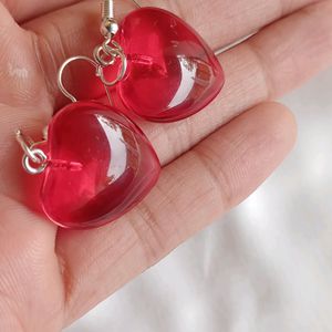 Red Heart Earrings, Kpop And Retro Design