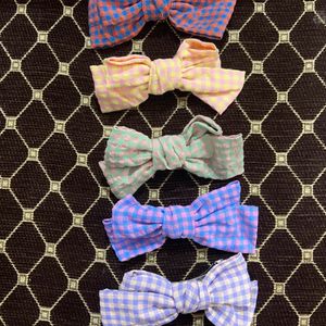 Gingham Medium Size Bow Pack Of 5