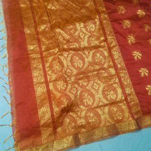 Orange Colour Shinning Organza Saree