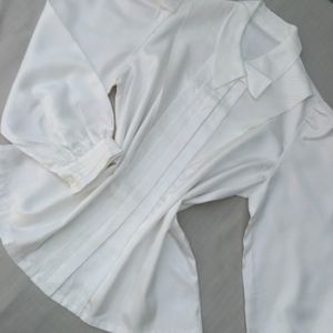 New Korean Trendy Puff Sleeves White Vest Shirt