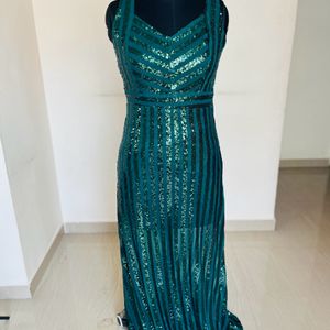 Bottle Green Party Wear Gown