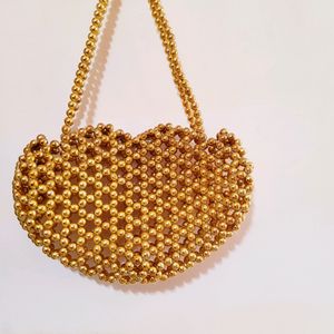 Golden Pearls/Beads Handmade Purse