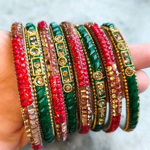 Combo Bangles Red And Green Color