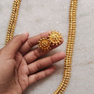 Gold Plated Long Necklace Set