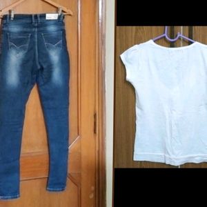 Blue jeans & white Top set for girls/women