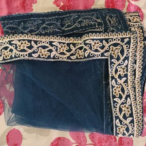 Blue Net Dupatta For Women, 2meter