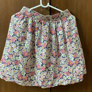 Printed Pink Cotton Skirt For Woman