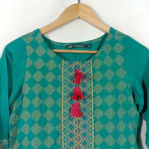 Dark Sea Green Casual Kurta (Women's)