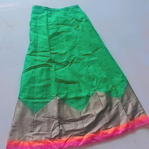 Green Silk Lehanga Ethnic Skirt With Dupatta Gotta