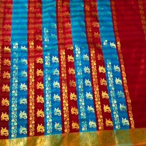 Multi Colour Pure Kanjeevaram Silk Saree