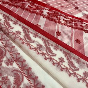 JAMDANI Saree : Red-n-White ❤️🤍