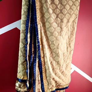 Golden Dupatta With Blue Touch