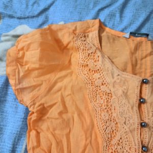 Short Kurti Tunic Orange Colour Small-Medium Size