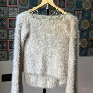 Rhinestone Detail Fur Top